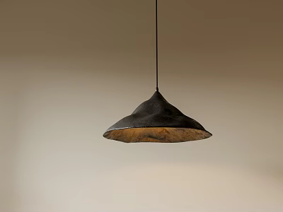 Modern Minimalist Pendant Light With Conical Black Metal Shade And Warm Glow 3d model