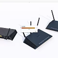 Black Wireless Routers With Multiple Antennas For Home And Office Network 3d model