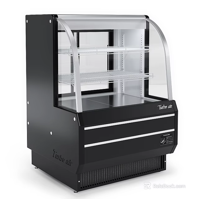 Turbo Air Commercial Display Case With Glass Door Multiple Shelves And Black Exterior Design 3d model 