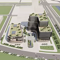 Modern Office Building With Green Roof Landscaped Plaza And Glass Exterior