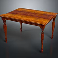 Classic Solid Wood Dining Table With Carved Legs And Wooden Tabletop 3d model
