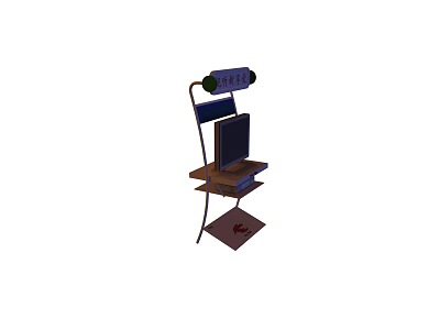 Modern Television On Sleek Wooden Stand With Shelf And Display Light 3d model