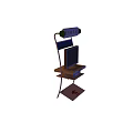 Modern Television On Sleek Wooden Stand With Shelf And Display Light