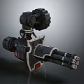 Futuristic Mechanical Weapon With Multiple Barrels Gear Details And Industrial Design