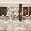 Luxurious Beauty Hair Salon Interior With Marble Reception Desk Chandeliers And Dark Wooden Walls