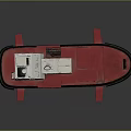 Red boat with white structure on red deck labeled H25 and KURSIS 3d model