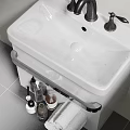 White Washbasin with Black Faucet and Two Handles in Modern Bathroom Setting