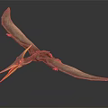 Prehistoric Pterosaur Reptile Flying With Outstretched Wings And Long Beak