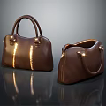 Brown Leather Handbag Design With Gold Accents One Closed One Open