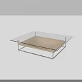 Modern Glass Coffee Table With Metal Legs And Beige Lower Shelf