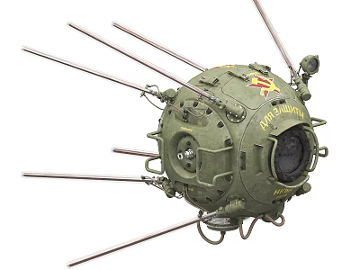 Vintage Sputnik Satellite Model With Green Exterior CCCP Logo And Multiple Antennas 3d model