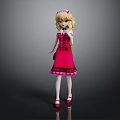 Game And Movie Character With Blonde Hair In Red Dress And Red Shoes
