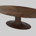 Elegant Wooden Oval Shaped Dining Table With Carved Surface And Pedestal Base