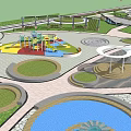 Park Master Plan Design With Green Spaces Water Features Buildings And Paths 3d model