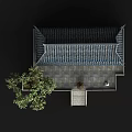 Traditional Chinese Architecture With Tile Roof Red Doors Stone Steps Incense Burner Tree And Reflection