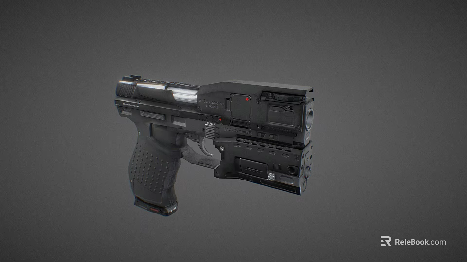 Modern Black Tactical Pistol With Ergonomic Grip And Sleek Body Design 3d model 
