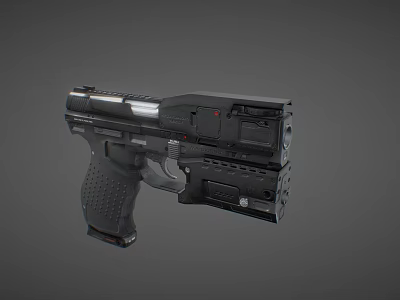 Modern Black Tactical Pistol With Ergonomic Grip And Sleek Body Design 3d model