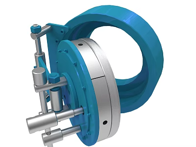 Industrial Blue Mechanical Equipment With Circular Ring Metal Components And Connecting Rods 3d model