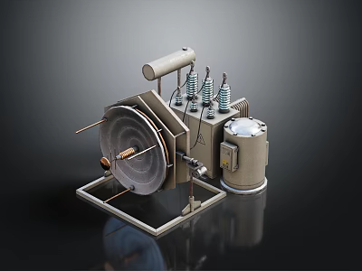 Vintage Mechanical Weapon with Rotating Disk and Metal Structural Components 3d model