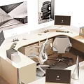 Modern Office Workspace With Modular Desk And Chair Set For Productive Workstations 3d model