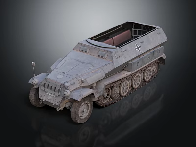 Military Tracked Utility Vehicle With Open Cargo Bay And Heavy Duty Treads 3d model
