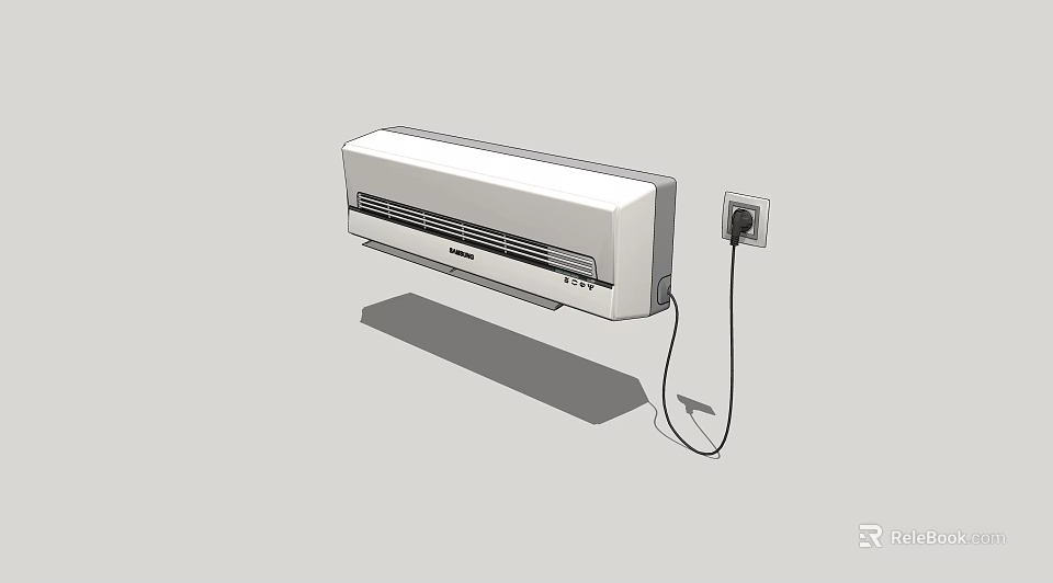 Wall Mounted Air Conditioner Fan With Power Socket Connection For Room Cooling 3d model 
