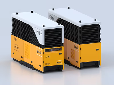 Two Yellow And White Air Conditioner Fans With 2000W Power And 50Hz 3d model