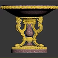 Pink Sparkling Decorative Bowl With Yellow Rim And Ornate Dragon Base For Home Decoration
