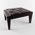 Modern Black Tufted Upholstered Sofa Stools With Wooden Legs For Living Room