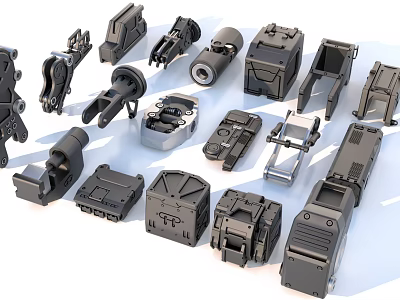 Industrial Equipment Components With Different Shapes of Metal Parts And Mechanical Accessories 3d model