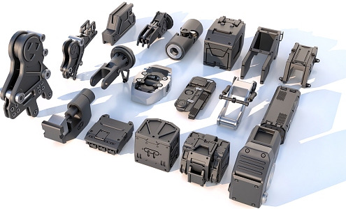 Hard surface mechanical parts combination of mechanical parts 3d model