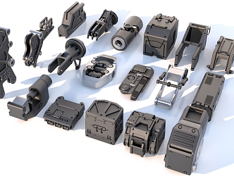 Hard surface mechanical parts combination of mechanical parts 3d model