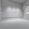 Modern Corridor Interior With Glass Walls Display Cabinets And Ambient Lighting