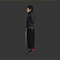 Male in Black Hooded Jacket With Gloves Standing Arms Outstretched Gray Background