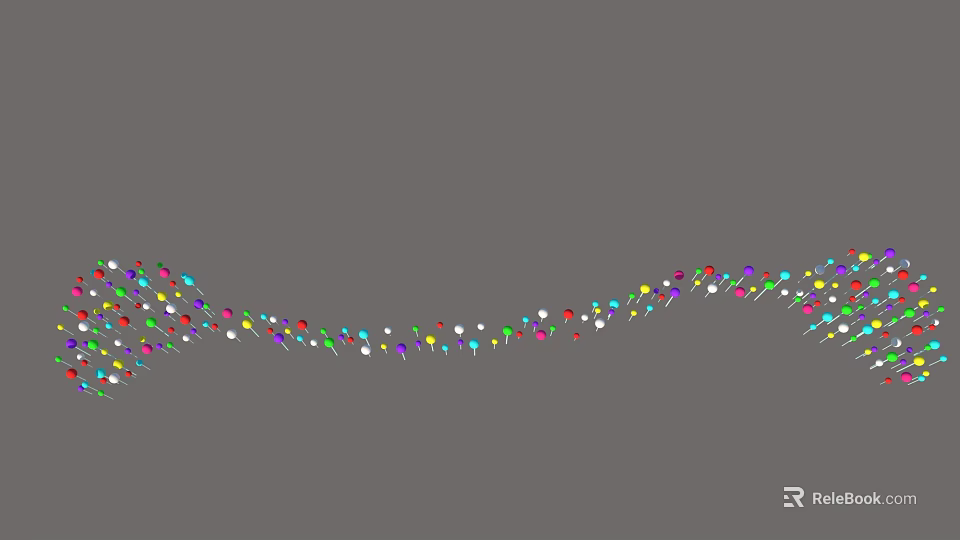Colorful Curved String Decorative Lights with Small LED Bulbs for Festive Decoration 3d model 