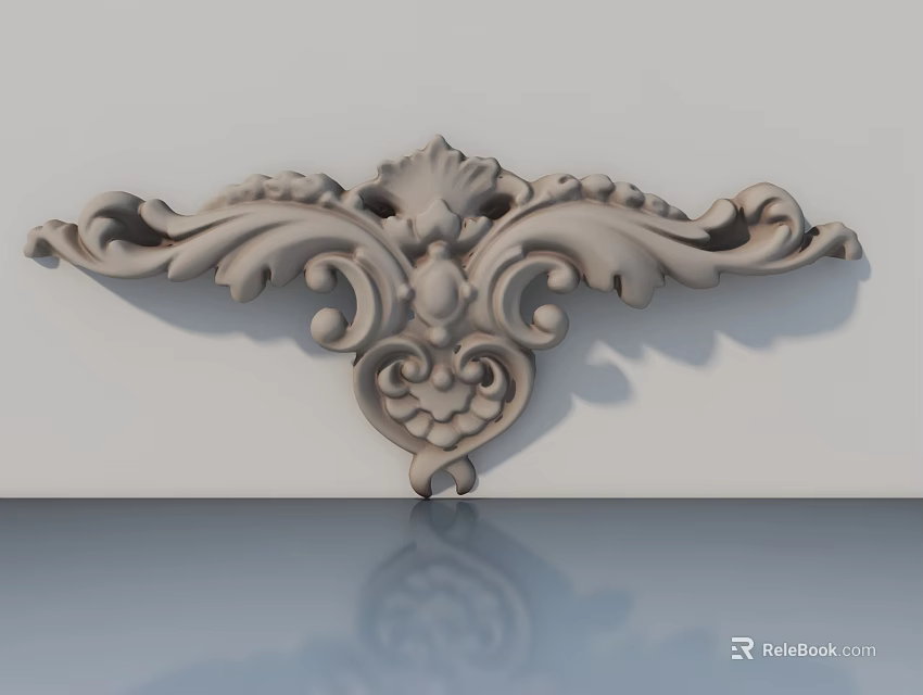 Ornate Hinged Door With European Style Carved Relief And Intricate Patterns 3d model 