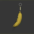 Yellow Banana Character With Angry Face Hanging From Metal Hook And Legs