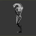 Sci Fi Character Creature With Mechanical Armor Clawed Feet And Futuristic White Black Design