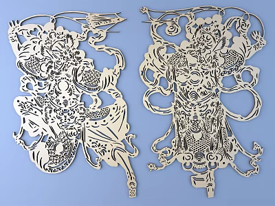 Chinese facial makeup metal carving Beijing opera carving 3d model
