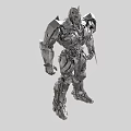 Silver Sci Fi Warrior Robot With Complex Metallic Structure And Detailed Design
