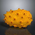 Yellow Spiky Kiwano Melon Fruit With Protrusions On Dark Background 3d model