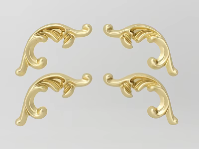 Elegant Golden Intricate Curved Scroll Carvings For Furniture Decorative Details 3d model