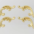Elegant Golden Intricate Curved Scroll Carvings For Furniture Decorative Details