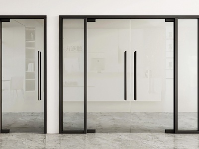 Glass door glass double door glass door glass single door office glass door shop door glass sliding door 3d model