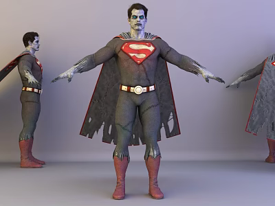 Zombie Like Game Movie Character With Tattered Cape Red Boots And Chest Symbol 3d model