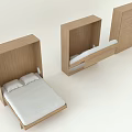 Wooden Folding Bed Modern Design Space Saving With Unfolded and Folded States