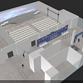 Modern Banquet Hall Interior With Audience Seats Stage And Entrance Area