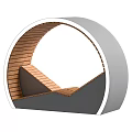Decorative Garden Circular Structure With Wooden Slats And Black Frame Design