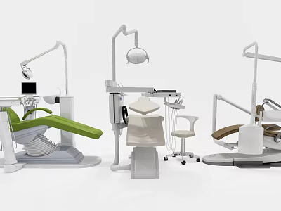 Professional Advanced Dental Medical Equipment With Chairs Lighting Fixtures And Instrument Tables 3d model