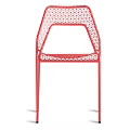 Red Geometric Pattern Leisure Chair with Hollow Design and Metal Frame Structure